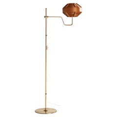 Hans-Agne Jakobsson, Floor Lamp, Brass, Pine, Sweden, 1970s