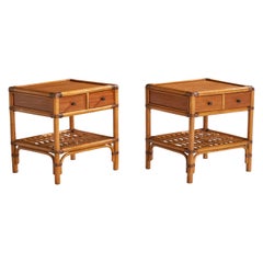 Kenneth Bergenblad, Comodini, bambù, legno, rattan, ottone, Svezia, 1976