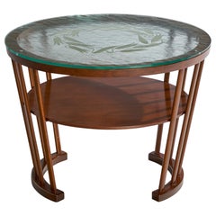 Dänischer Designer, Beistelltisch, Holz, Glas, Dänemark, 1940er Jahre