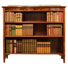 Beautiful Mahogany Inlaid Edwardian Period Antique Open Bookcase by James Shoo