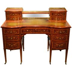Stunning Quality Mahogany Inlaid Late Victorian Desk by Edwards & Roberts