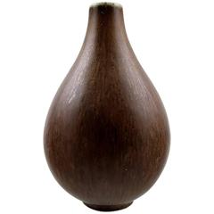Saxbo Stoneware Vase in Modern Design, Glaze in Shades of Brown