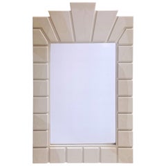 1970s Architectural Goatskin Lacquer Mirror, Style of Karl Springer