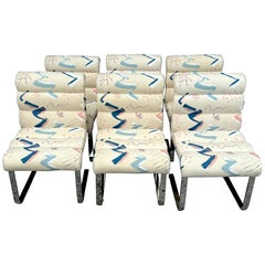 6 Mid Century Modern Biomorphic Chrome Cantilever Chairs, by Preview