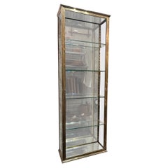 Atemberaubender praktischer hoher, schlanker Vitrinenschrank aus Messing, frühe 1900er Jahre