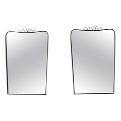 Set of Two Gio Ponti Mid-Century Modern Brass Italian Wall Mirrors, 1950s