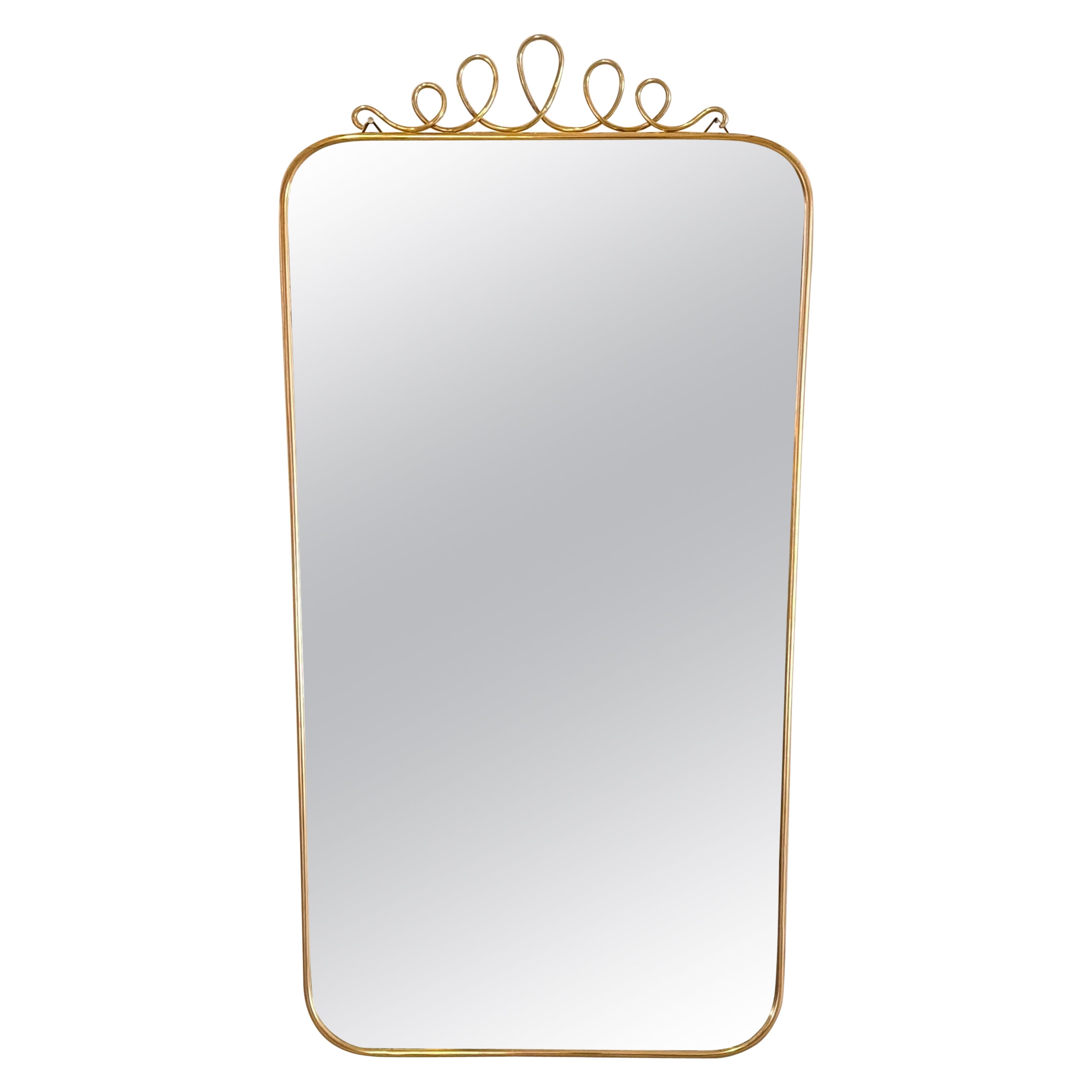 Brass Shield Mirror with Randaccio Design Attributed to Gio Ponti, 1950s
