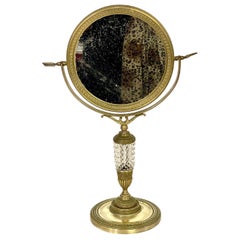 Miroir de table du XIXe siècle en bronze doré et cristal taillé