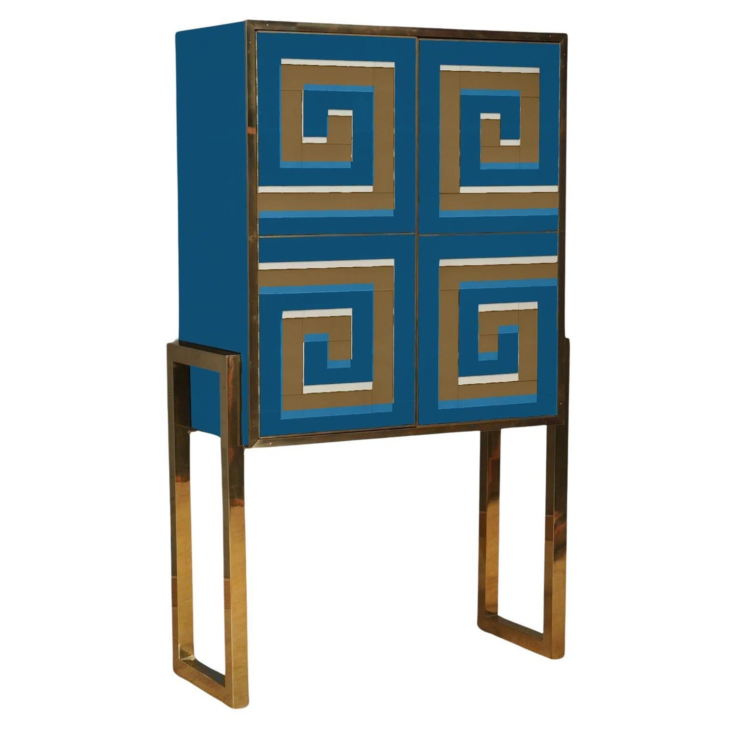 Gabinete de cristal de Murano 3D Efecto óptico azul y oro justfurnituress diseñador en venta