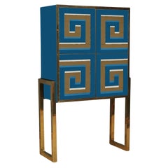 Murano glass cabinet 3D Optical Effect blue and gold justfurnituress designer