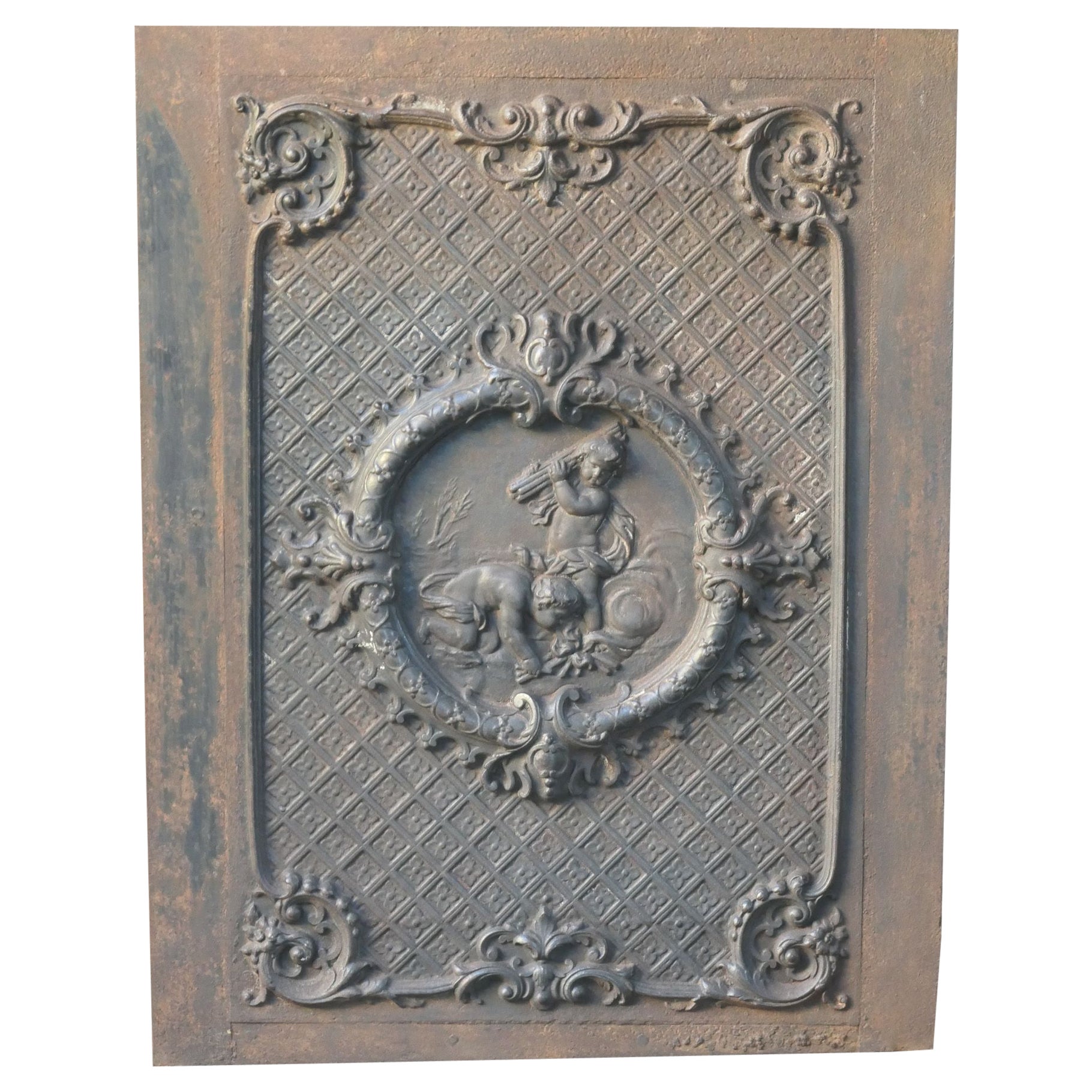 French Early 20th Century Louis XV Style 'Cupids' Fireback / Backsplash.