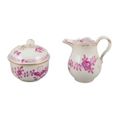 Meissen, Alemania. Cremera y azucarero de porcelana "Indio Rosa".