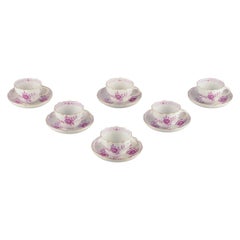 Meissen, Germany. Set of six pairs of "Pink Indian" porcelain coffee cups.