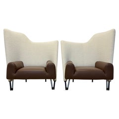 Paolo Deganello Torso Leder- und Boucle-Loungesessel für Cassina - ein Paar