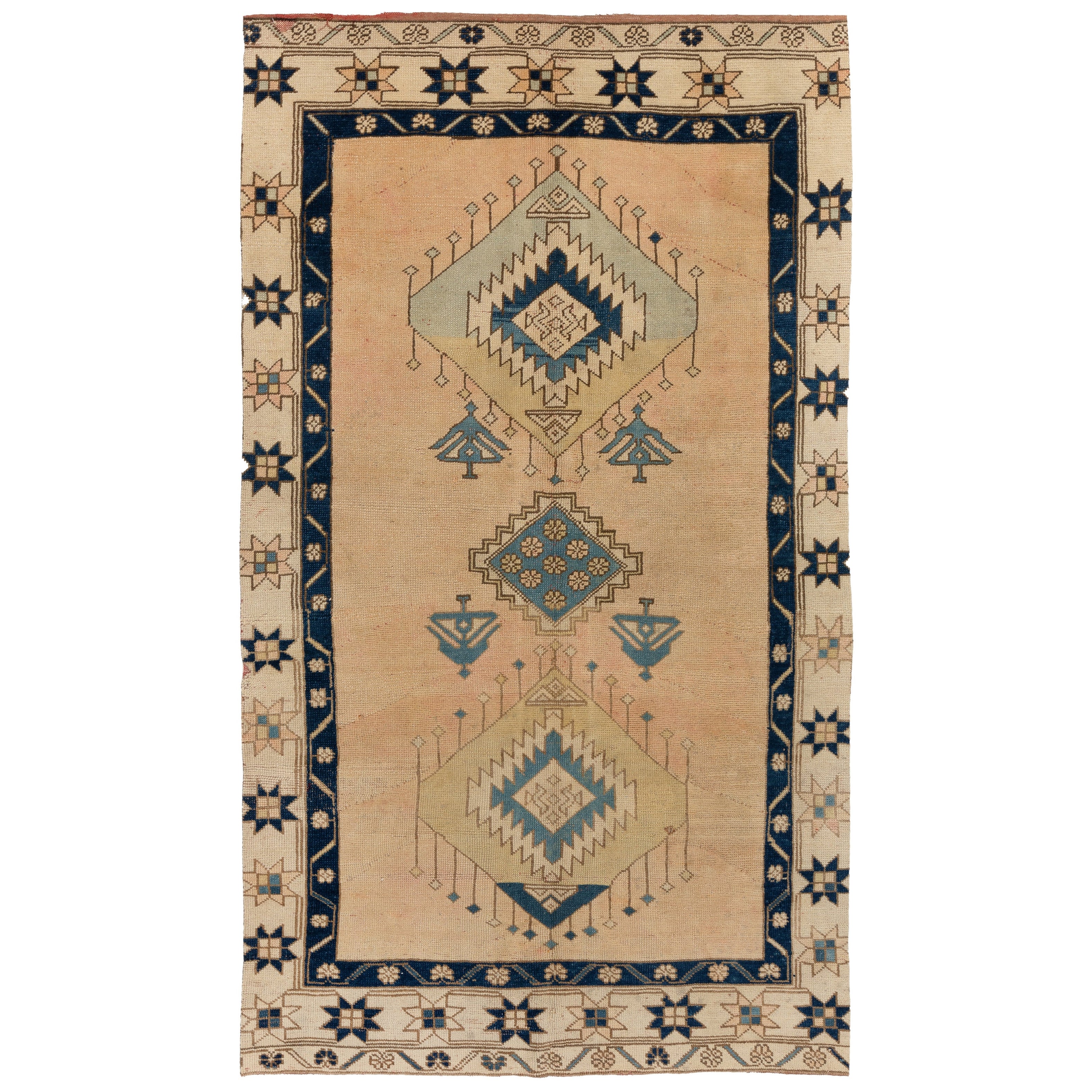 4.7x8 Ft One-of-a-Kind Vintage Handmade Turkish Area Rug, 100% Wool