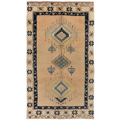 4.7x8 Ft One-of-a-Kind Vintage Handmade Turkish Area Rug, 100% Wool