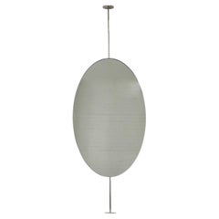 Contemporary Oval Countertop to Ceiling Attached Mirror Nickel Plated Frame (miroir ovale du comptoir au plafond)