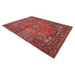 Vintage Hand-Woven Persian Tabriz Room Size Wool Area Rug