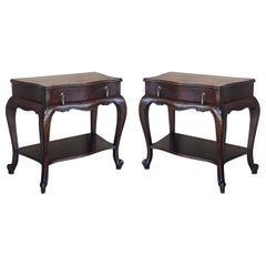 French Nightstands with Drawers and Cabriole Legs, 1900s, Set of 2