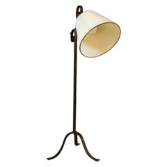 Antique Metal Floor Lamp From the Early 20th Century With Adjustable Head