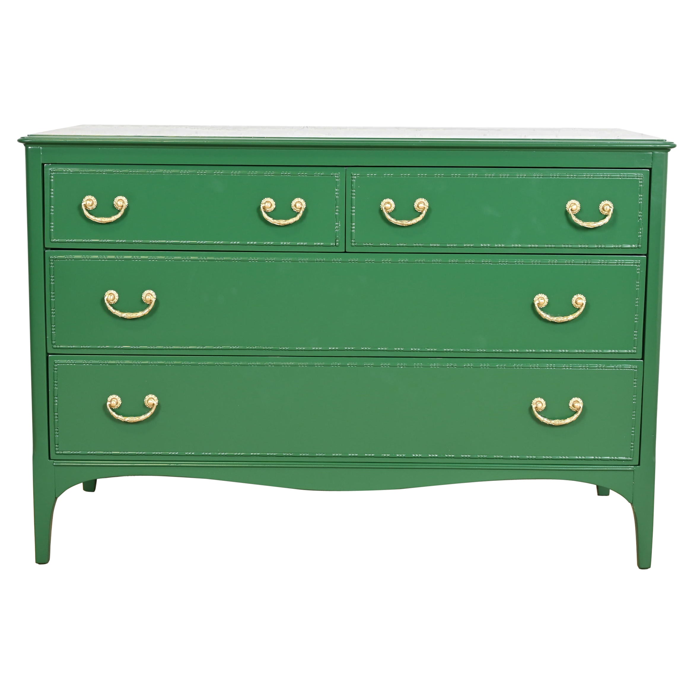 Widdicomb Antique French Regency Louis XVI Green Lacquered Dresser Chest