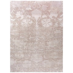 Contemporary Tibetan Marble Floral Hand Knotted Wool Rug by Doris Leslie Blau