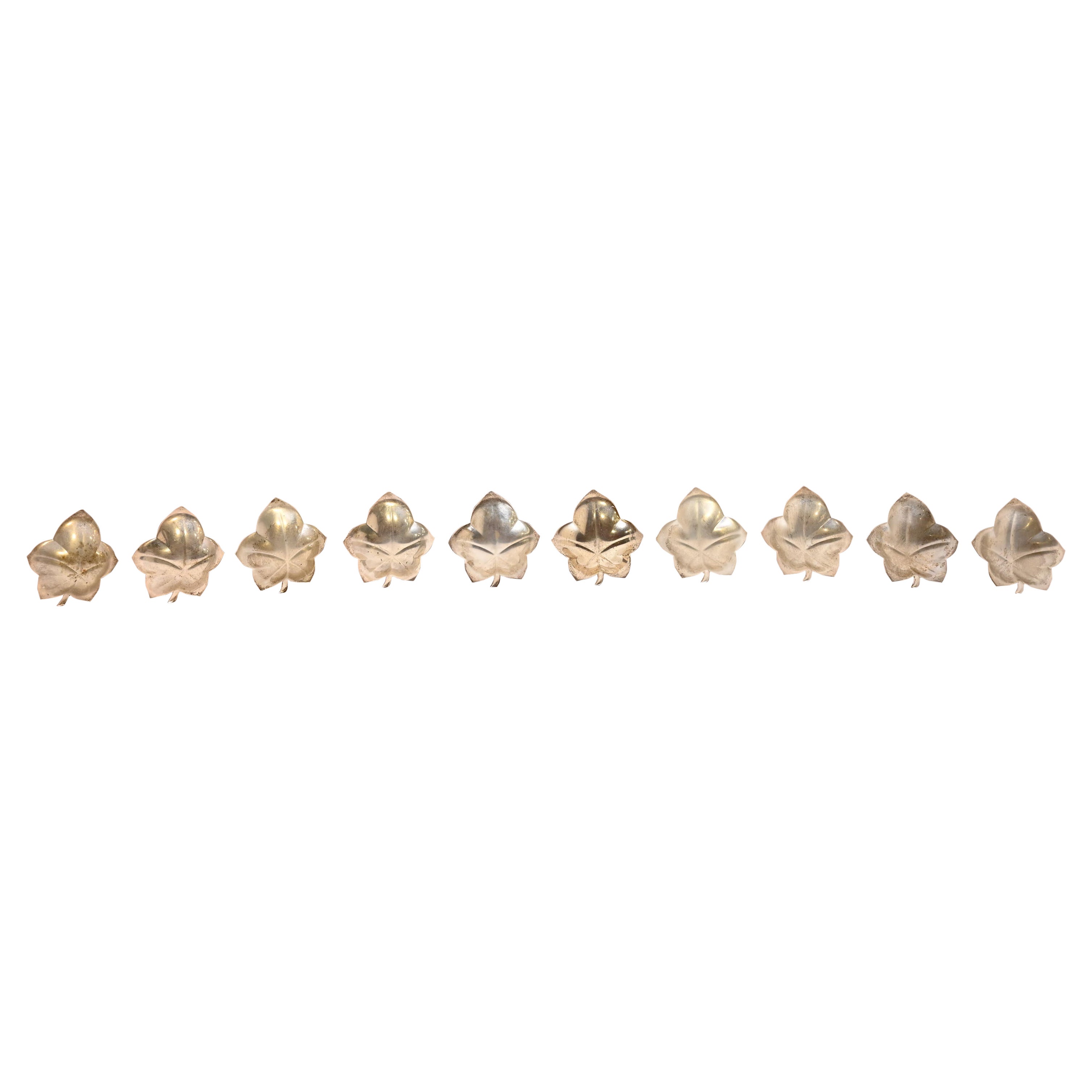 Tiffany & Co. Sterling Silver Leaf Form Nut Bowls, Set of Ten