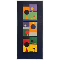 Vintage Modern Art Triptych Painting by Crawford