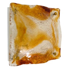 Italian Midcentury Amber Murano Glass Wall Sconce by Mazzega, 1970s