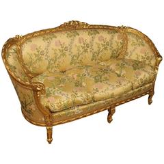 20th Century Golden Sofa with Floral Fabric