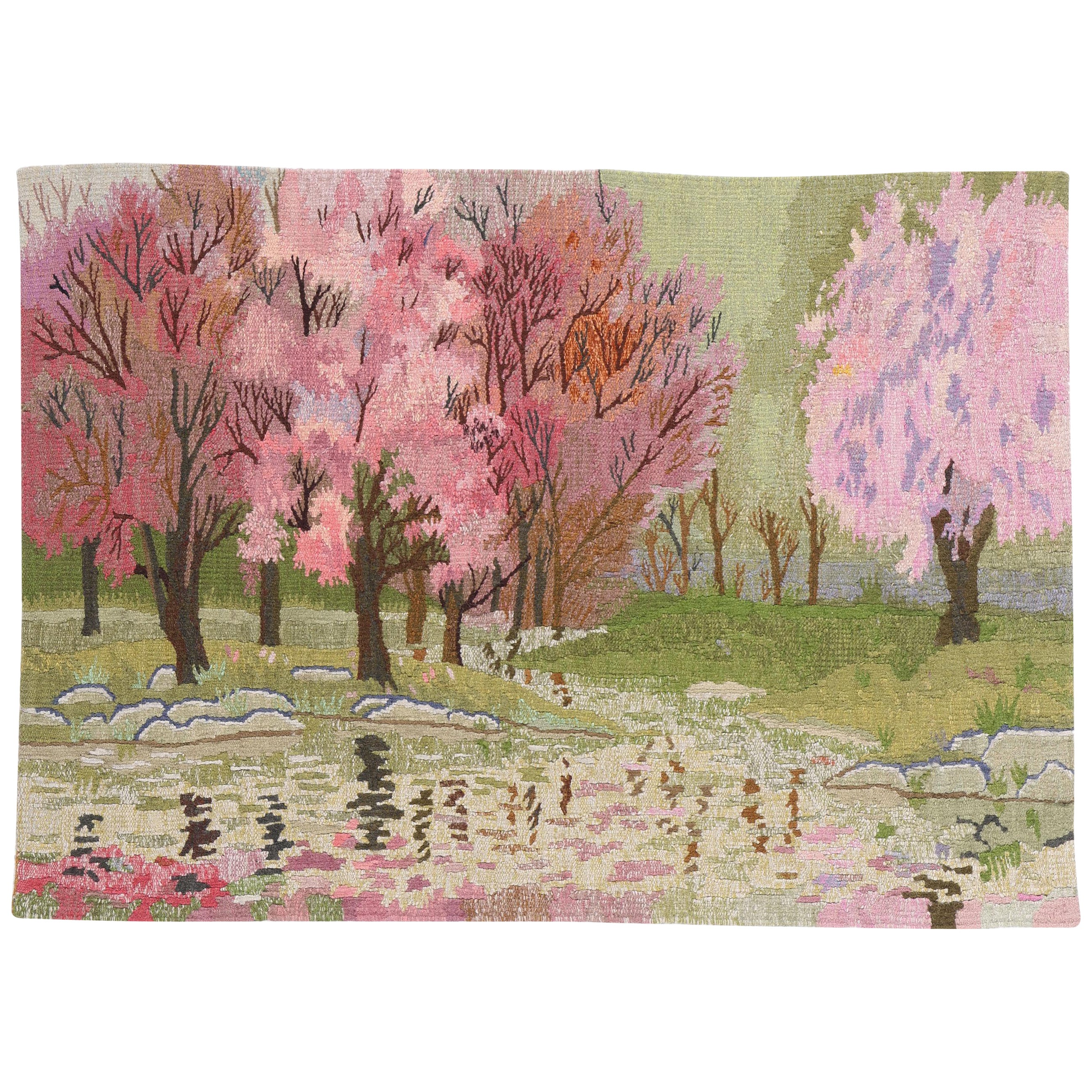 Arazzo da parete in stile impressionista con paesaggio pastorale degli anni '70 in vendita