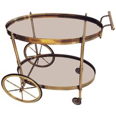 French Brass Oval Drinks Trolley/Bar Cart