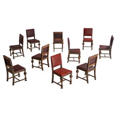 Danish Designer, Dining Chairs, Oak, Leather, Denmark, 1960s