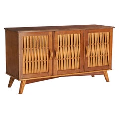 American Designer, Cabinet, Oak, Bamboo, USA, 1950s
