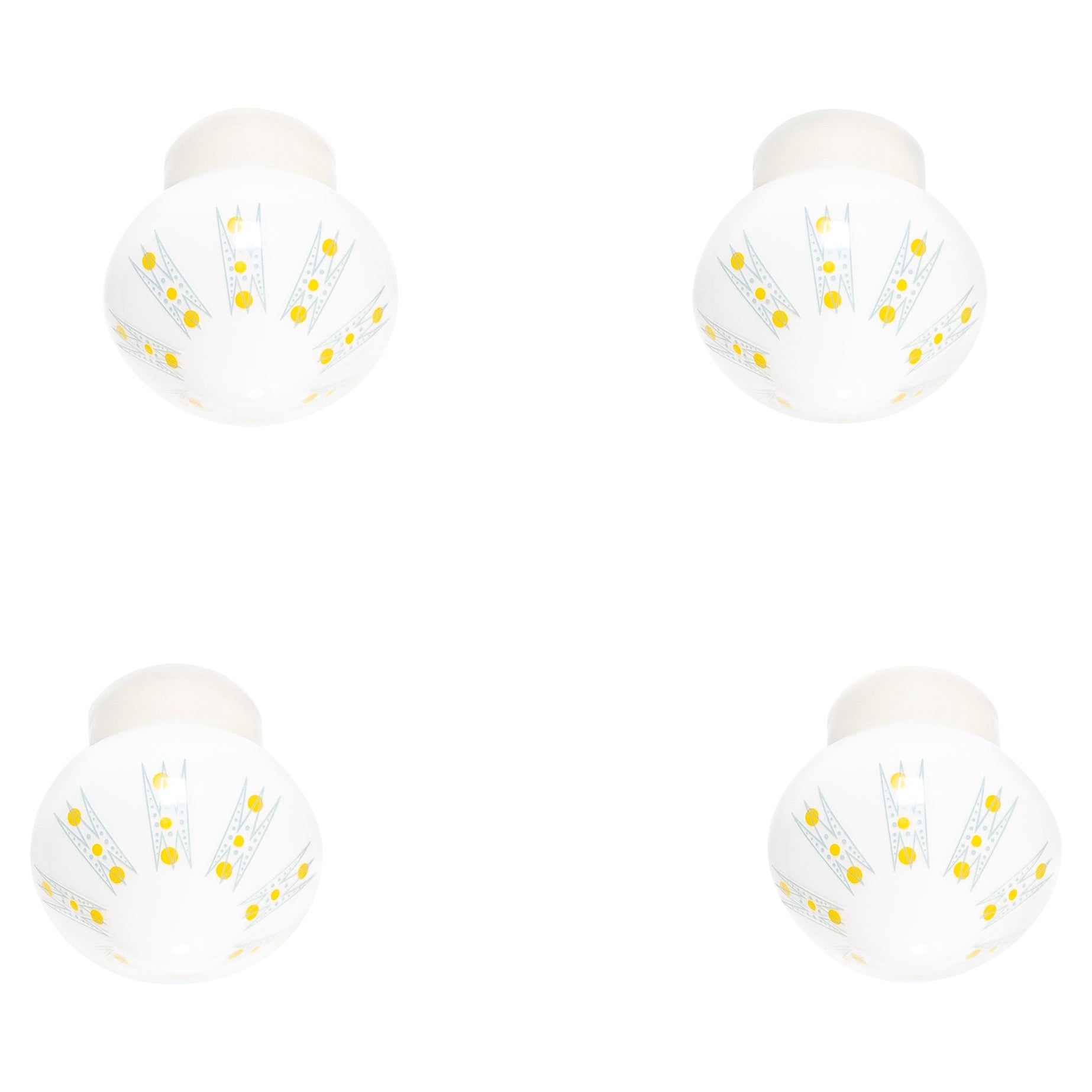 Four Scandinavian Flush Mount Ceiling Lights, 1960s