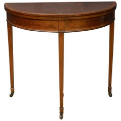 Antique Edwardian Mahogany Demi Lune Hall Table / Card Table