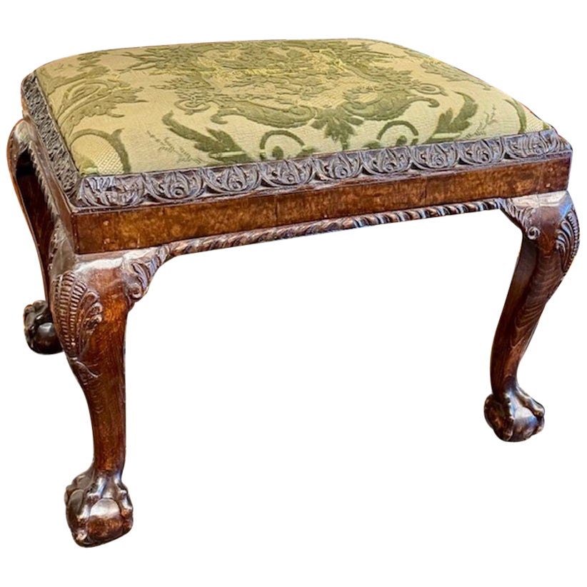 19th Century English Chippendale Carved Mahogany Bench