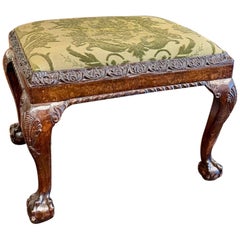 19th Century English Chippendale Carved Mahogany Bench