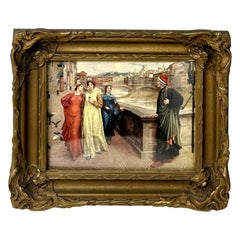 Antica litografia cromo inglese con cornice, dipinto di Henry Holiday, circa 1900.
