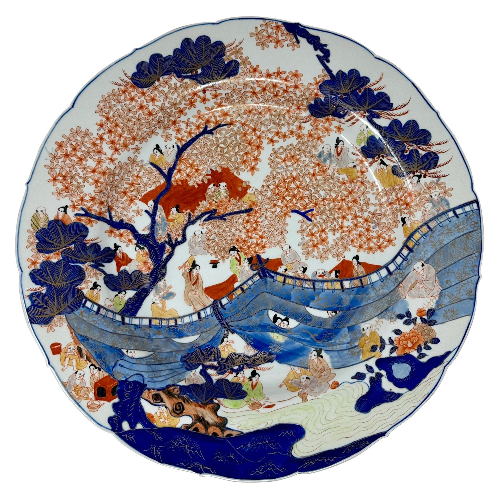 Antique Japanese Imari Porcelain Large Platter or Serving Bowl, Circa 1920's. For Sale