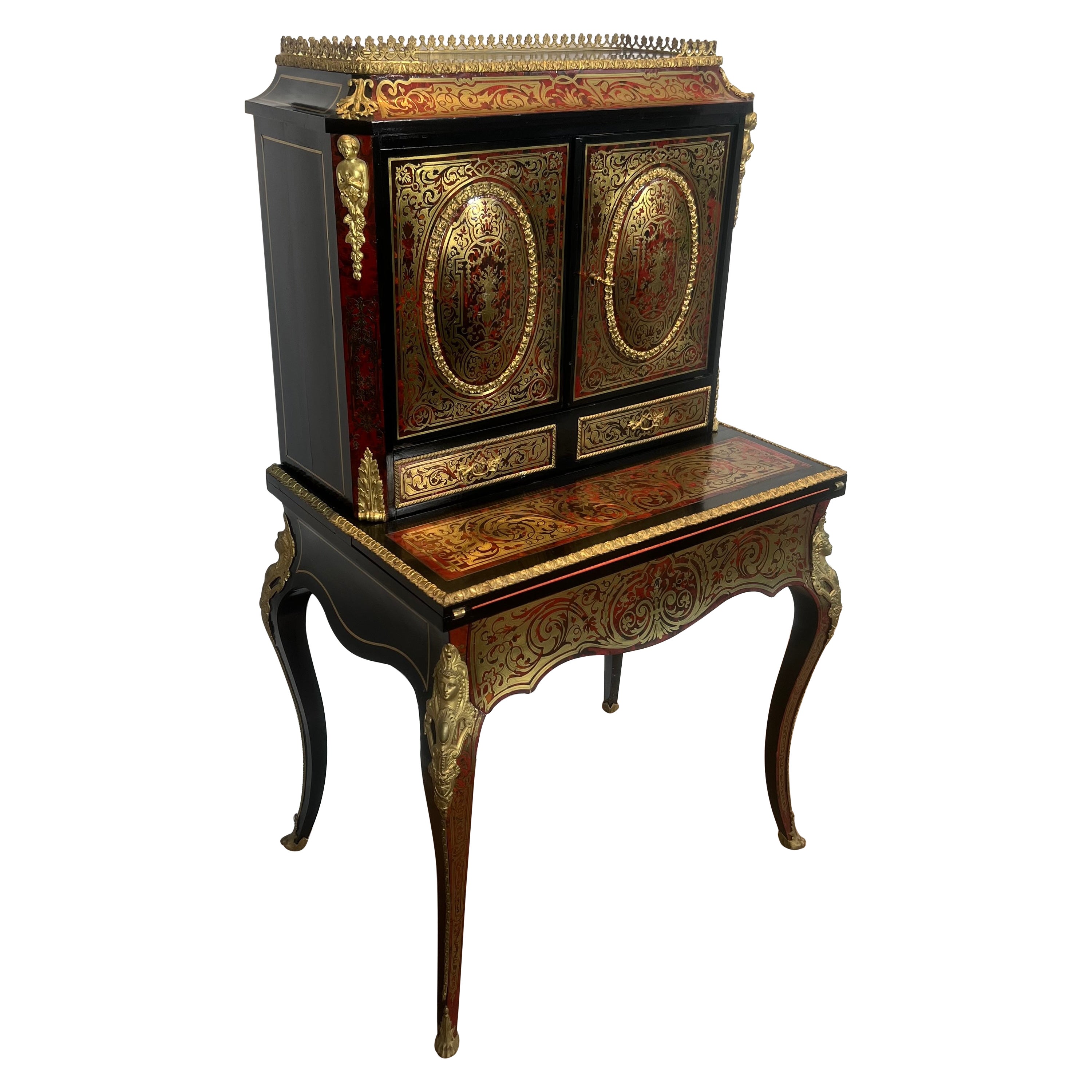 Bonheur du Jour, litterally "Happiness of the Day" Desk in Boulle Marquetry