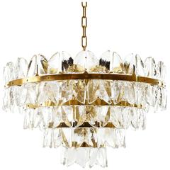 Large Kalmar Chandelier Pendant Light, Brass and Glass, Corina Model, 1970