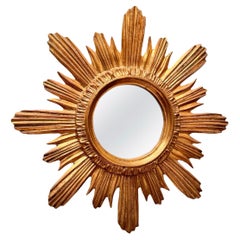 Schöner Sunburst-Starburst-Spiegel Vergoldetes Holz Stuck, Italien, um 1960er Jahre