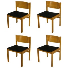 Set Four Bleached & Bent Mahogany Dining Chairs Marketed by Harvey Probber 