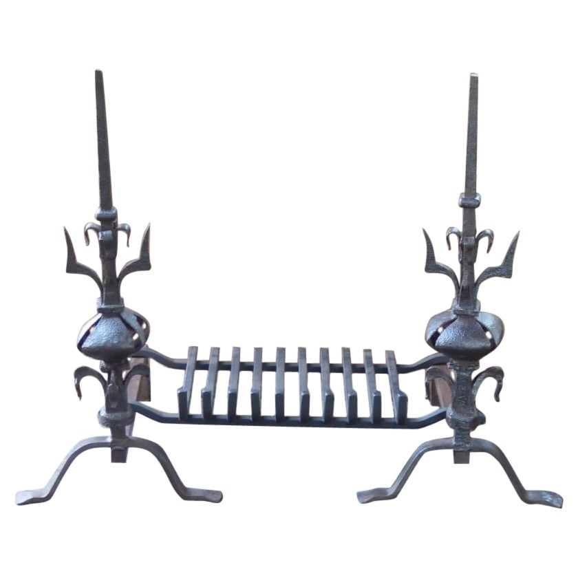 Antique French Louis XV Period Fireplace Grate or Fire Basket, 18th Century For Sale