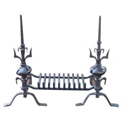 Antique French Louis XV Period Fireplace Grate or Fire Basket, Siglo XVIII