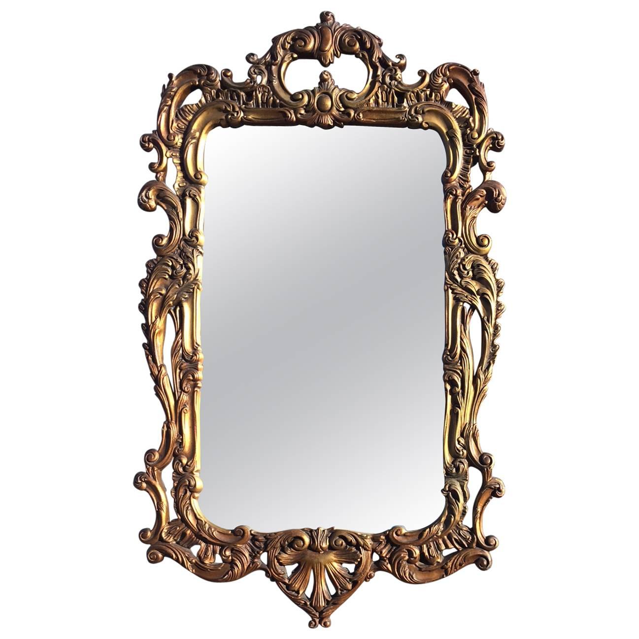 Rectangular Rococo Mirror 19th Century Rectangular French Rococo Gilt Wall Mirror at 1stDibs