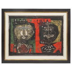 Large Iconic Print by Antoni Clave 1913-2005, Signed and Framed