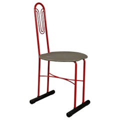 Italian modern red metal grey fabric Aloha chair by Molteni and Consonni, 1980s