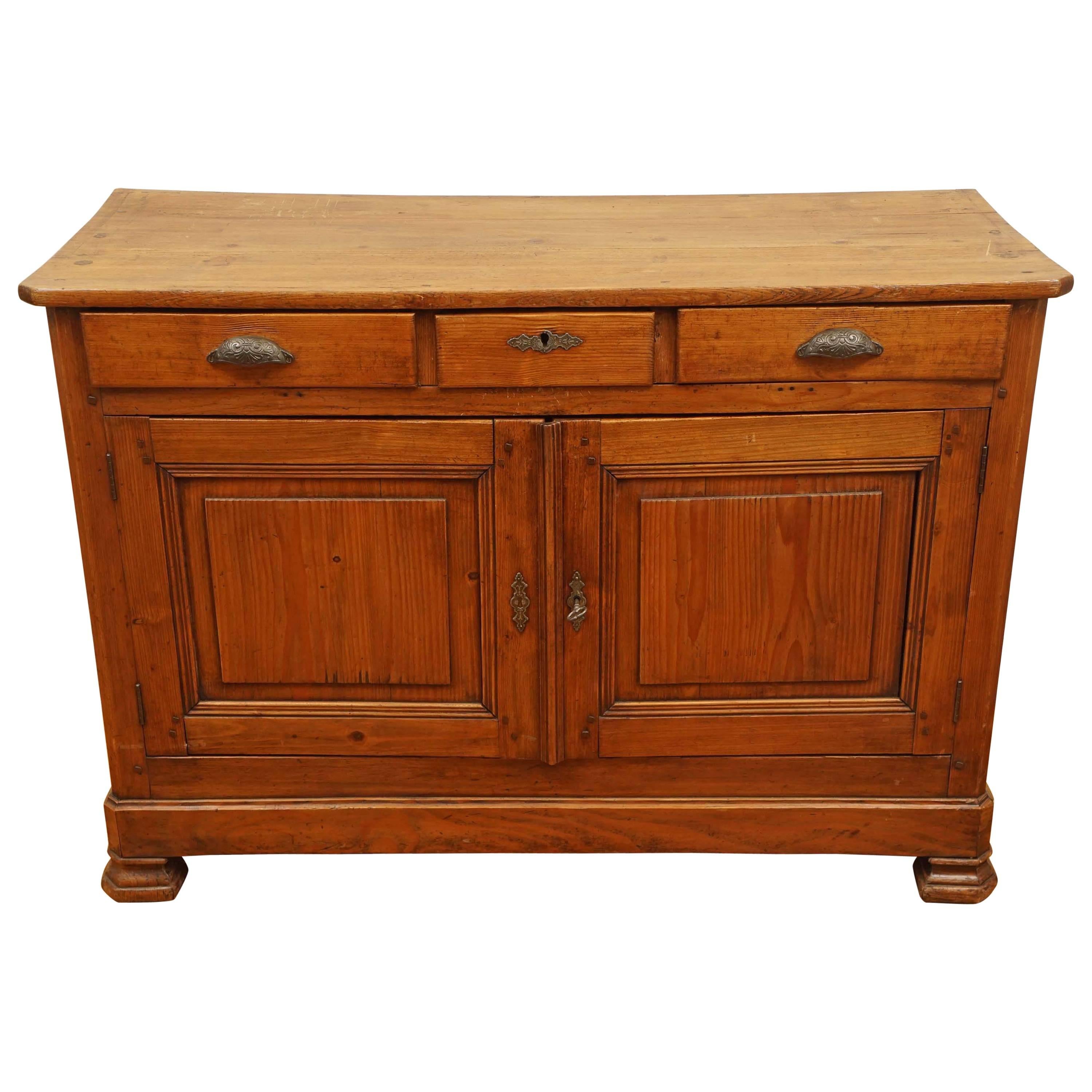 Pine Three-Drawer, Two-Door Buffet